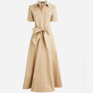 J. Crew Beige Button-Down Midi Dress